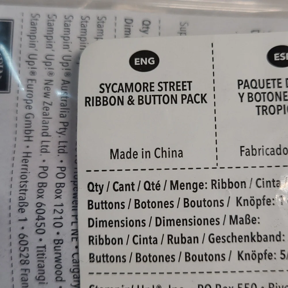Stampin'Up! Sycamore Street Pack 3 Rolls Ribbon & 36 Buttons Retired 3 Colors